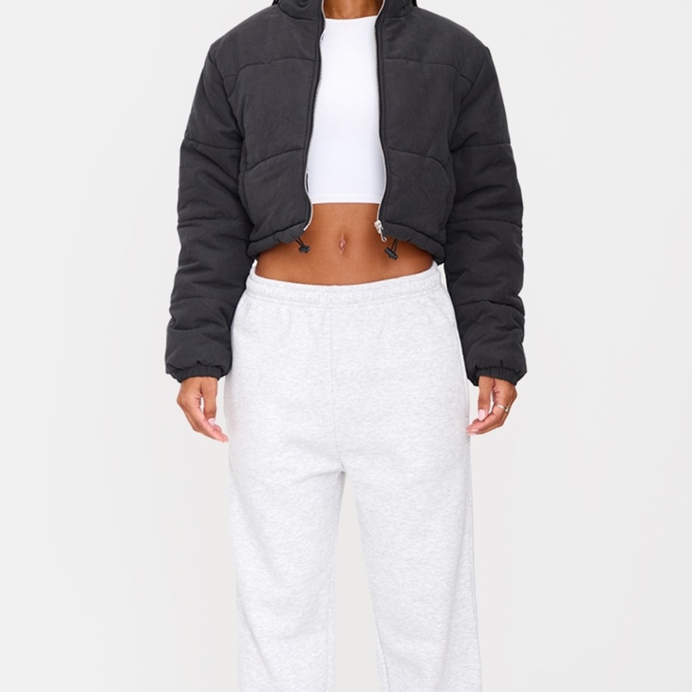 Prettylittlething Black Puffer Jacket View 2